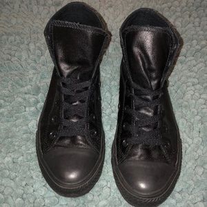 Black Leather Converse size 3y